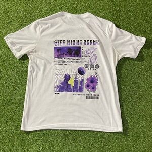 White Streetwear Skater Cyberwave Graphic Tee